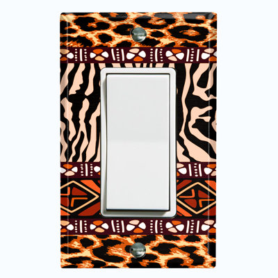 Couvercle de prise en métal pour interrupteur de lumière (motif safari tribal guépard africain - bascule simple)