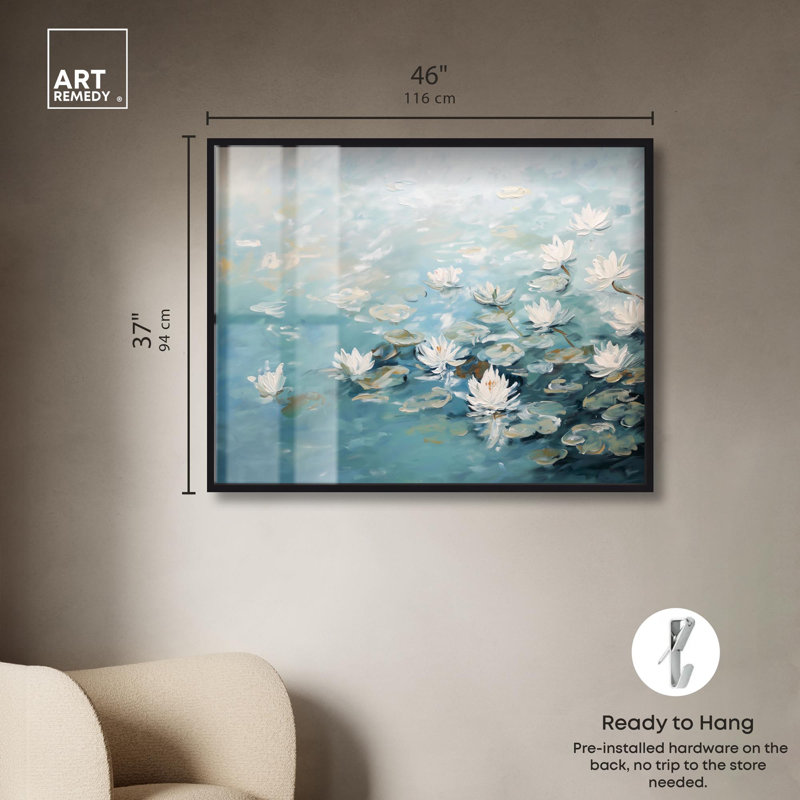 «Waterborne Flora I Shadowbox Print Landscape Art» par Art Remedy, H 37 po x l 46 po, Noir