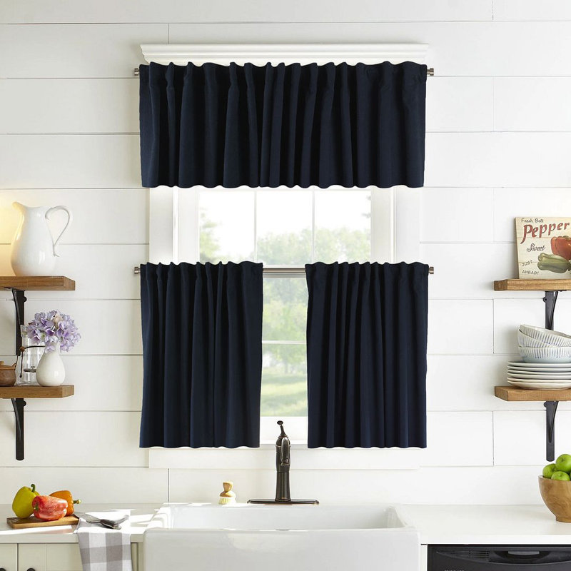 Solid Colour Kitchen Curtain, Royal Blue, 100" W x 60" L