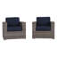 Fauteuil club en osier Sunbrella gris-117842736
