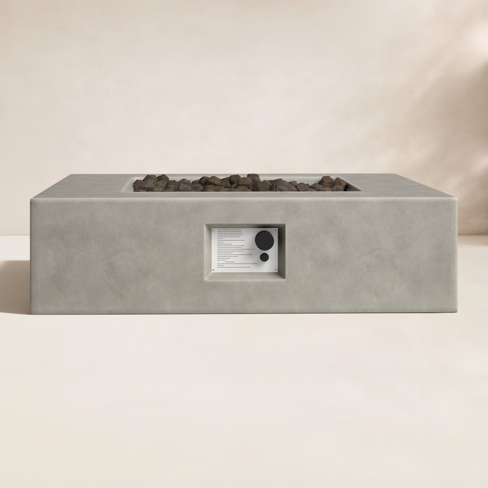 Rashid Fire Pit Table, Natural Concrete, 12" H x 42" W x 42" D