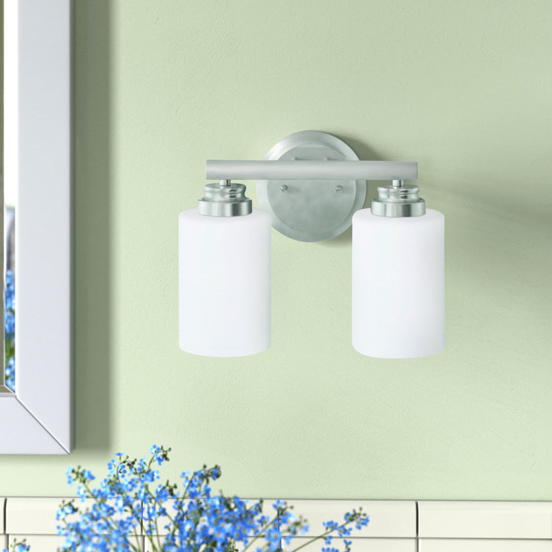 Éclairage de salle de bain à intensité variable 2 lumières Berntraud, Blanc givré, Nickel poli brossé
