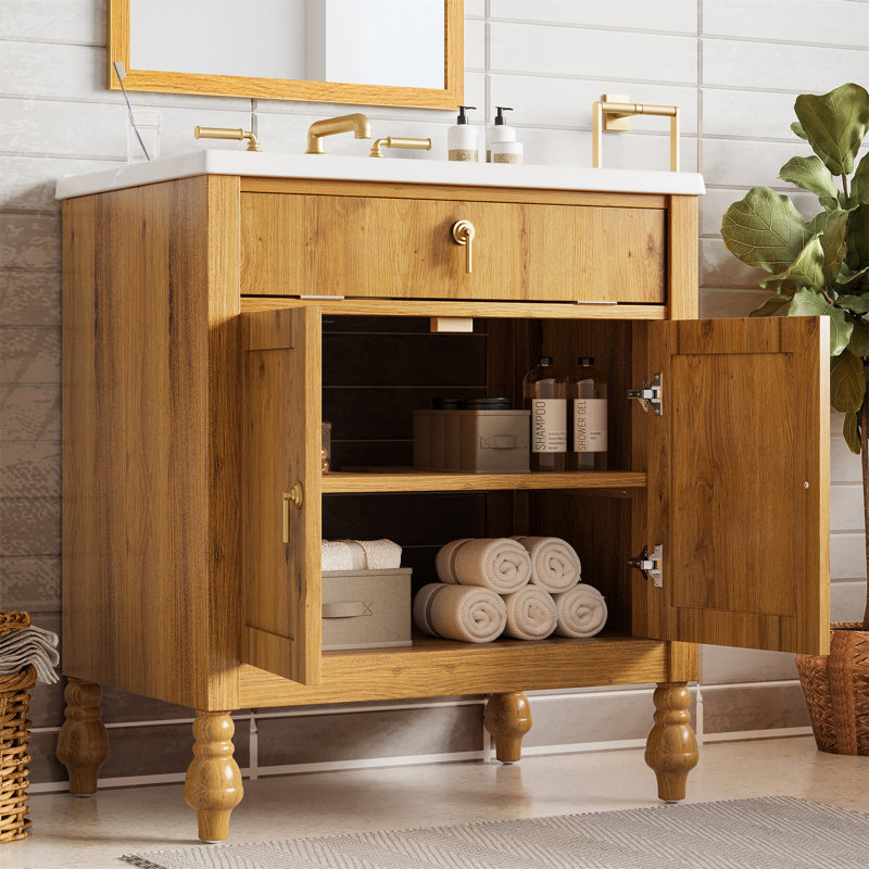 Meuble-lavabo 30 po en noyer: Résine coquillage