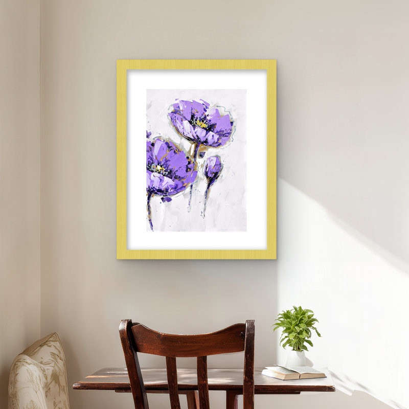 Anémones mauves - chambre à coucher moderne avec impression matte encadrée | Décoration