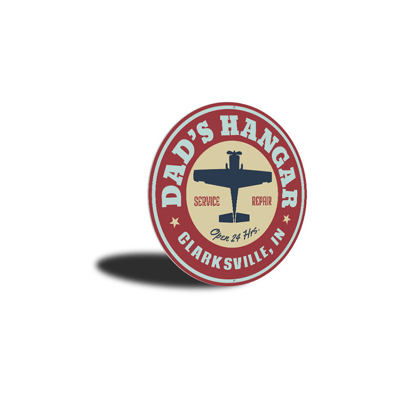 Panneau en aluminium «Dad's Hangar City State», H 12 po x l 12 po x P 0,04 po