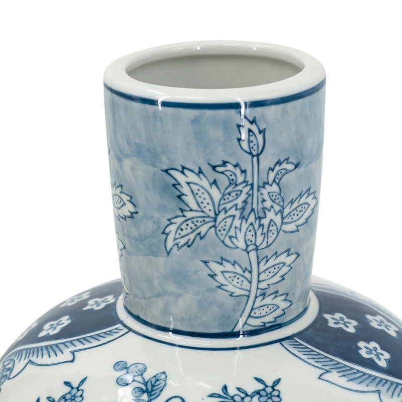Porcelain Vase - 8"Dia x 17" - Blue/White