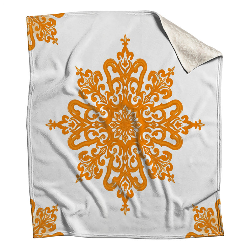 Orange Ornament Motif Blankets, 50in W x 60in H