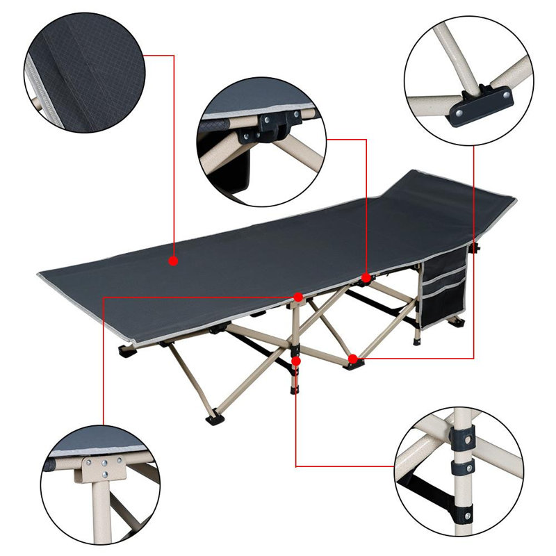 Folding Portable Camping Cot, Grey