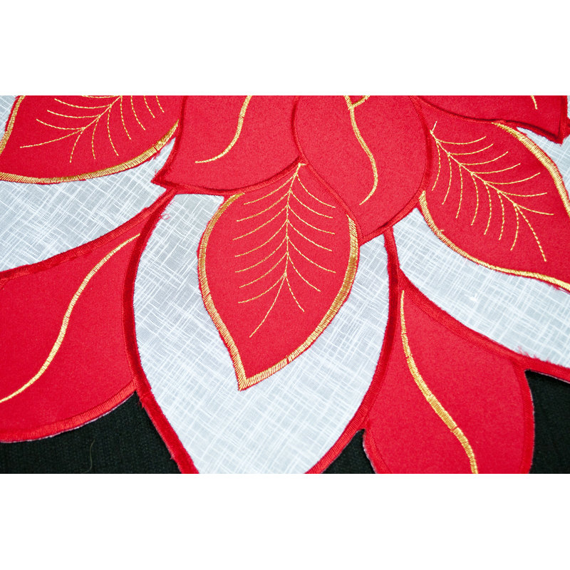 Napperon rouge / dessus de table poinsettia, Rond 24 po