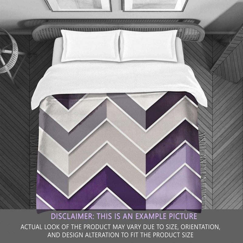 Chevron Comforter, King Comforter, Purple/Silver