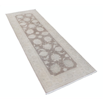 Tapis de couloir en laine à motif floral 2,7 x 7,7 pi pour couloir, tapis turc noué à la main pour la cuisine et le couloir