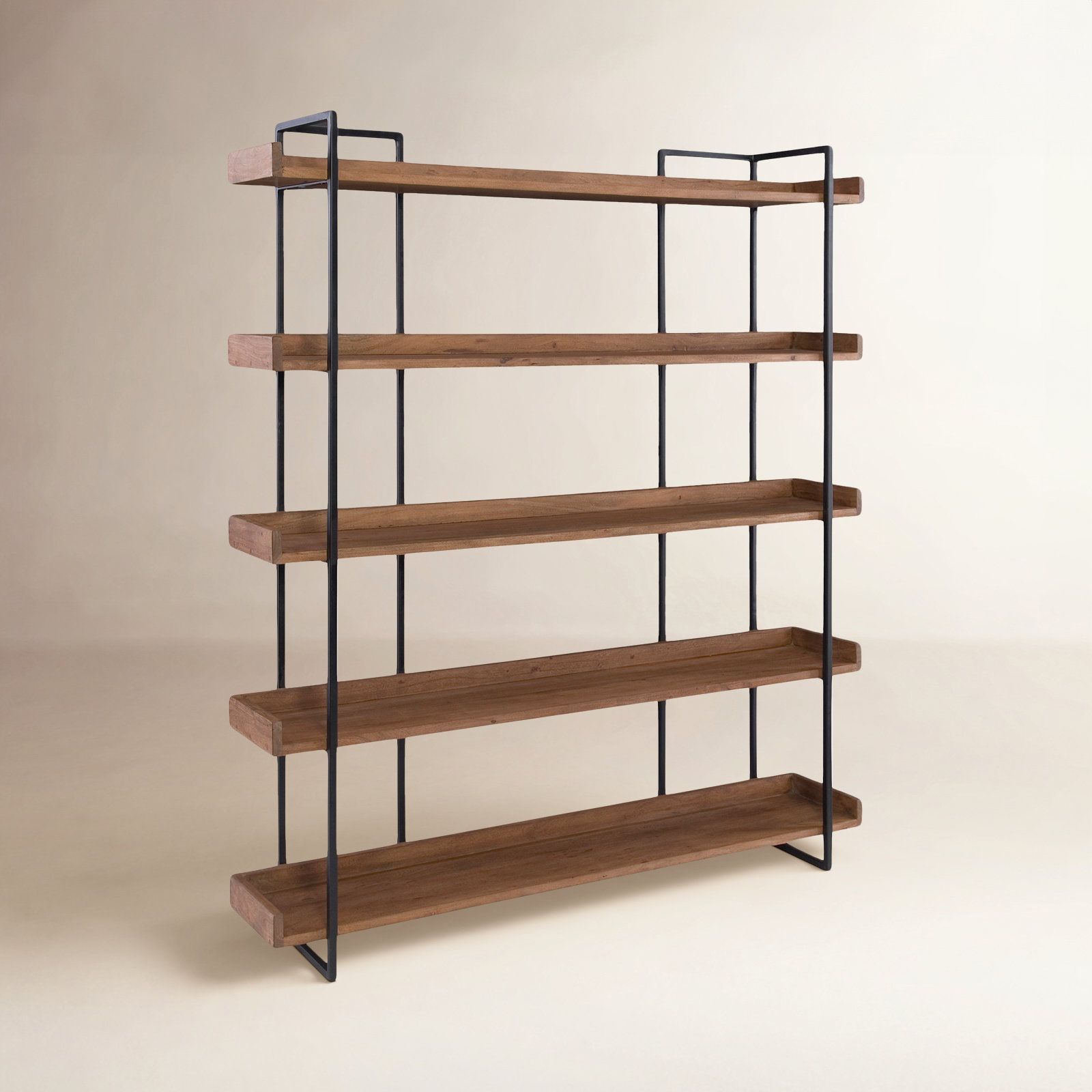 Berrien Acacia Bookcase, (5 Shelves) 75.5" H x 68" W x 13.5" D
