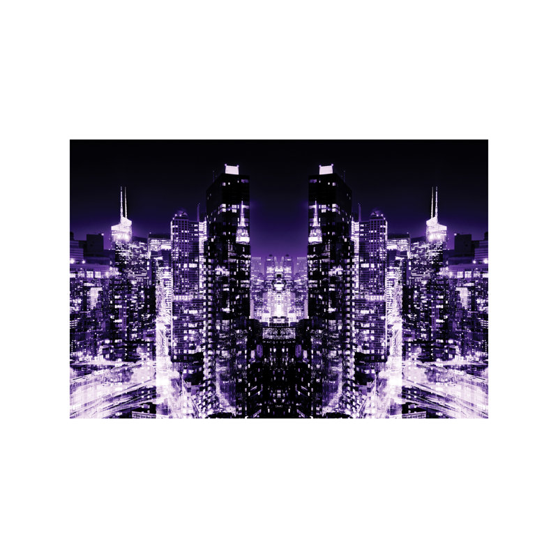 Skyline At Purple Night by Skyline At Purple Night - No Frame Print on Canvas, 66.04 cm H x 45.72 cm W x 1.91 cm D