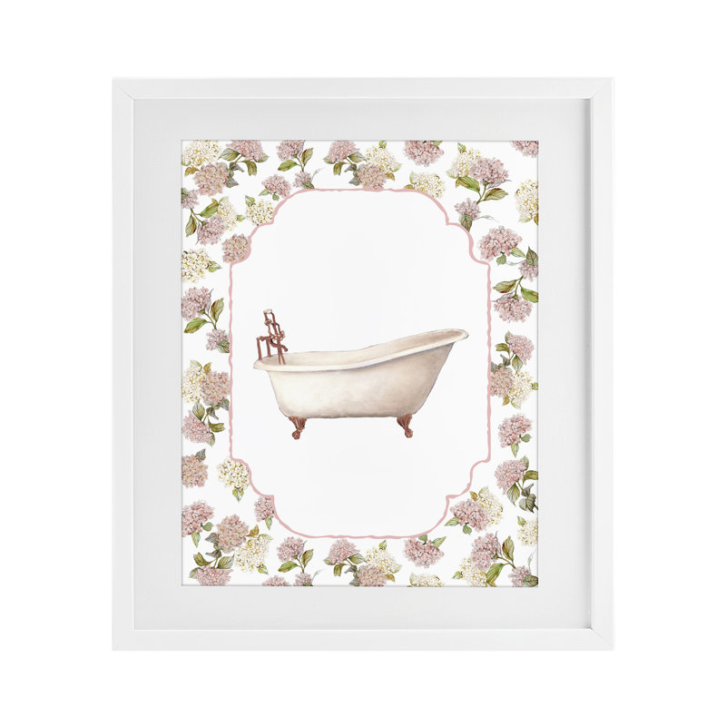 «Elegant Hydrangeas Bathaign», reproduction encadrée sous verre, design par Carol Robinson, H 16 po x l 13 po