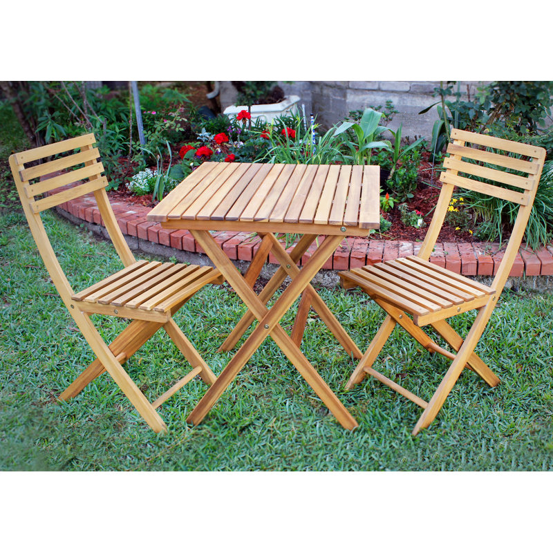 Borica 2 - Person Acacia Wood Patio Dining Set with Square Table