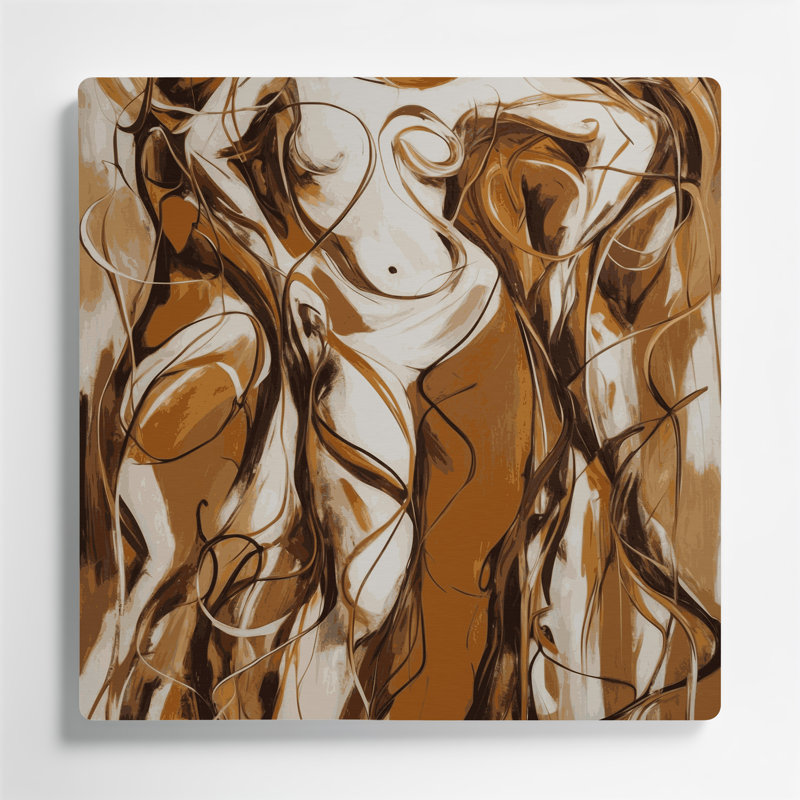Art mural abstrait en métal brun figuratif 16, H 32 po x l 32 po