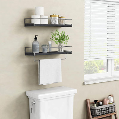 Black suspended bathroom wall storage
