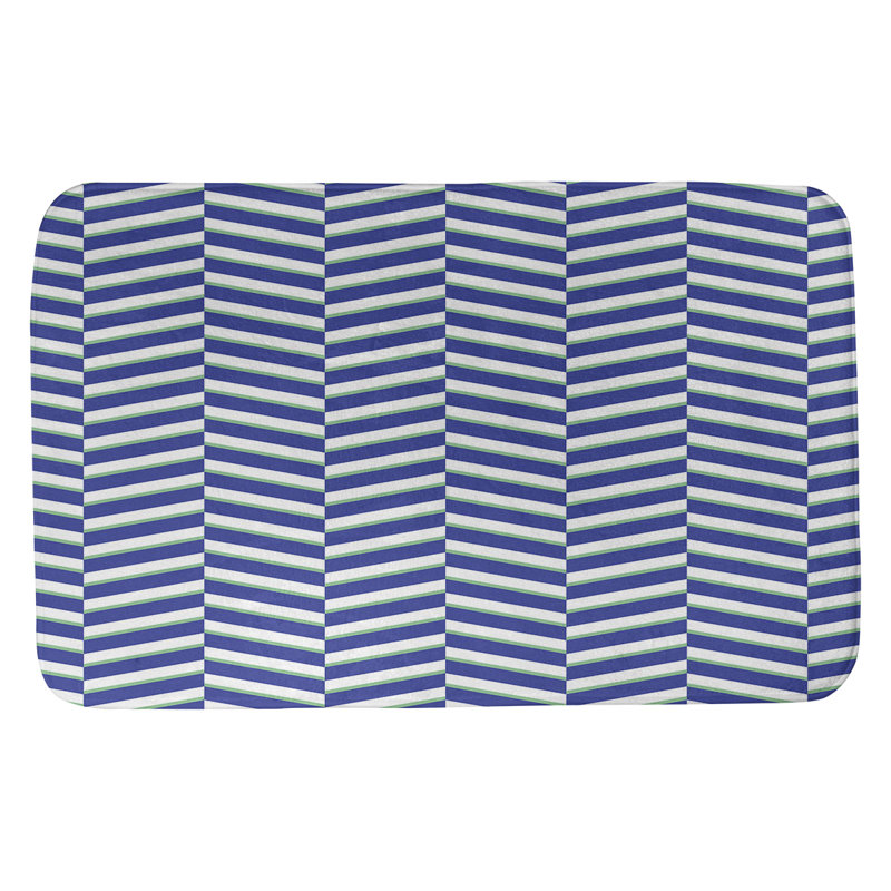 Tapis de bain à rayures rectangulaires anti-dérapant fractures, l 21 po x L 34 po, Bleu/vert