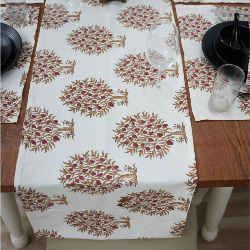 Chemin de table Red Barrel Studio® 16X90 Luxury, chemin de table décoratif, Anar, rouge, Rectangle 11 po
