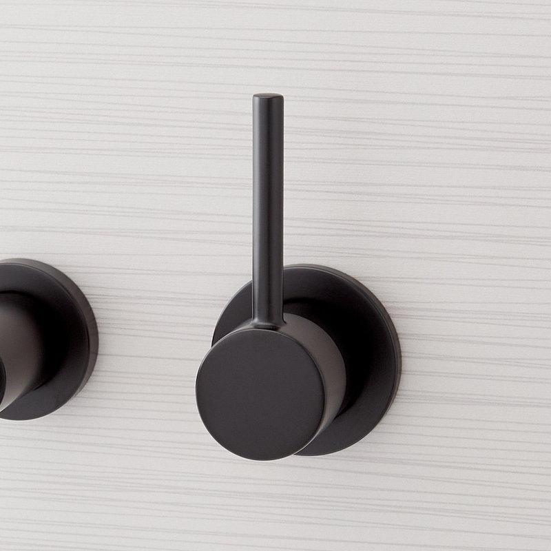 Lexia 1.2 GPM Wall Mounted Widespread Bathroom Faucet, Matte Black