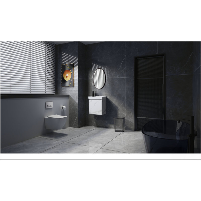 Ensemble de meuble-lavabo mural 20 po avec lavabo en céramique, armoire de rangement avec portes, ensemble d'armoire de salle de bain
