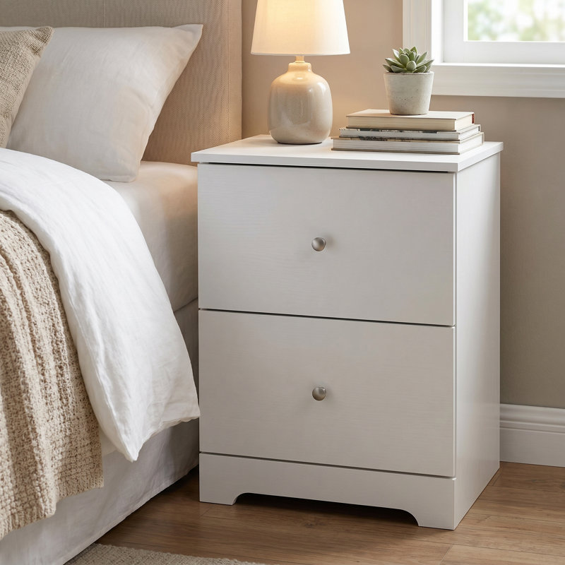 Blaklee Modern 23.7" 2-Drawer Nightstand, White, Individual