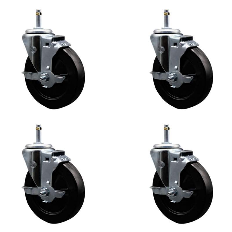 Hard Swivel Grip Ring Stem Caster Set with Brake