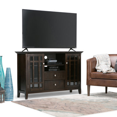 Bedford 53"W Solid Wood Transitional Tall TV Stand for TVs up to 60" with 2 Cabinets, 2 Drawers, and Adjustable Shelf