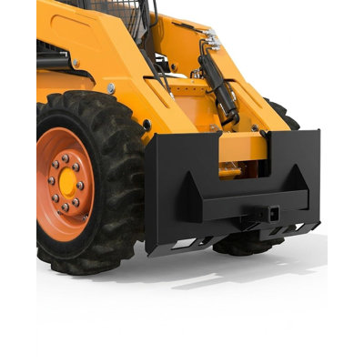 Heavy-Duty Skid Steer Quick Attach Mount Plate, 1/4" Steel Global Adapter - 2" Trailer Hitch Receiver - 3000 lb Rated - Weld-On - Black - Includes Gloves