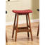 2 tabourets de comptoir en bois massif de style Mid-Century moderne avec finition noyer et assise en similicuir rouge pour les chaises de cuisine