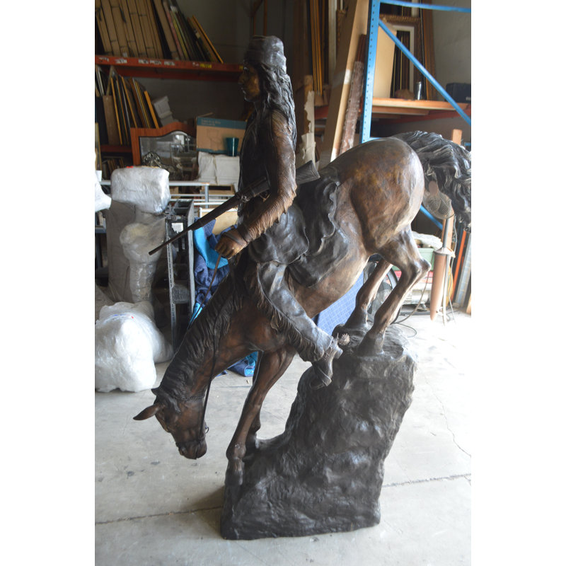 Mountain Man, Giant, By Remington Bronze Statue -  Size: 57"L x 21"W x 71"H.