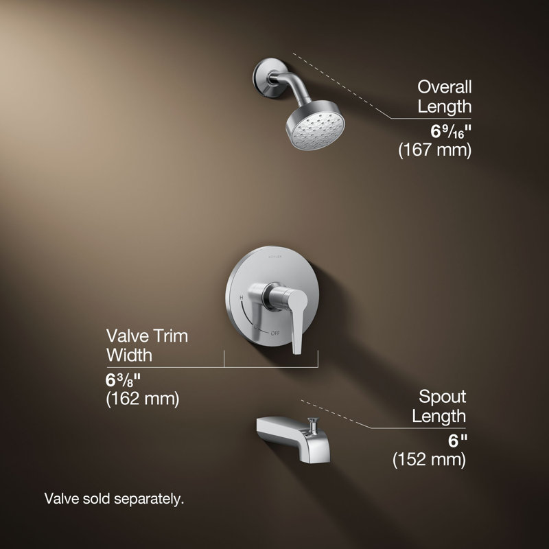 Pitch Rite-Temp Bath And Shower Trim Kit 2.5 GPM, Polished Chrome