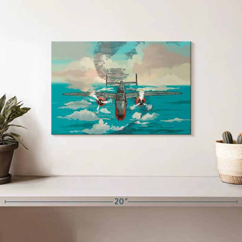 Mehar avion au-dessus de la mer, H 8 po x l 12 po