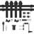 Bypass Sliding Barn Door Hardware Double Track Double Door Kit Black J Style Hanger For Interior & Exterior Use.-61824961