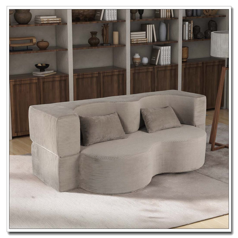 Canapé-lit pliant convertible 75 pouces, Brun clair beige