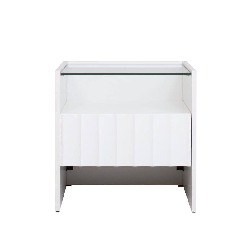 Charday 40cm W Metal Bedside Table, White