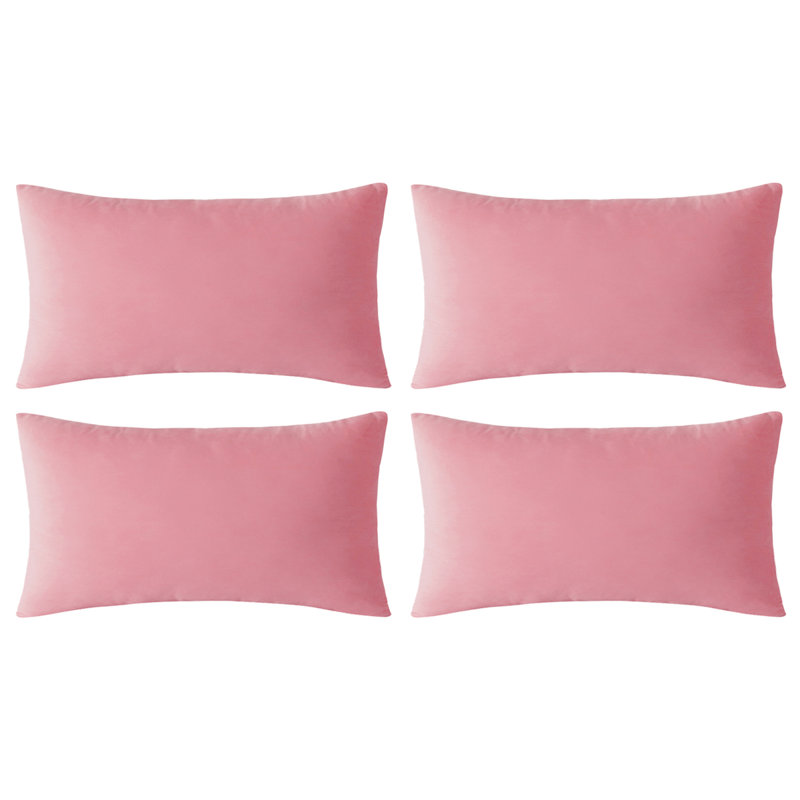 Ensemble de 4 housses de coussin en velours, Rose vif