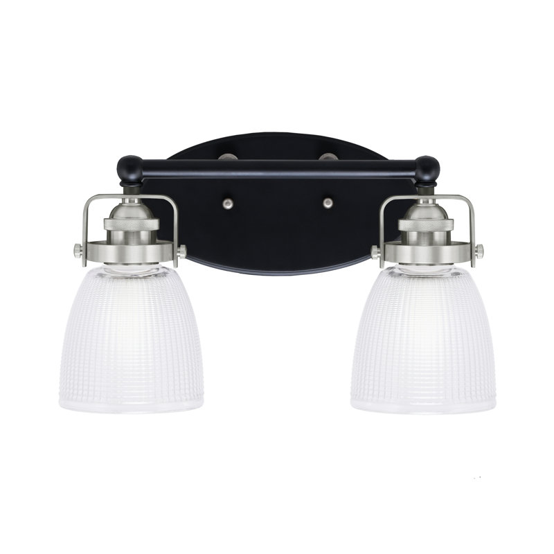 Barre d'éclairage de salle de bain 2 lumières Easton, Noir mat/nickel brossé
