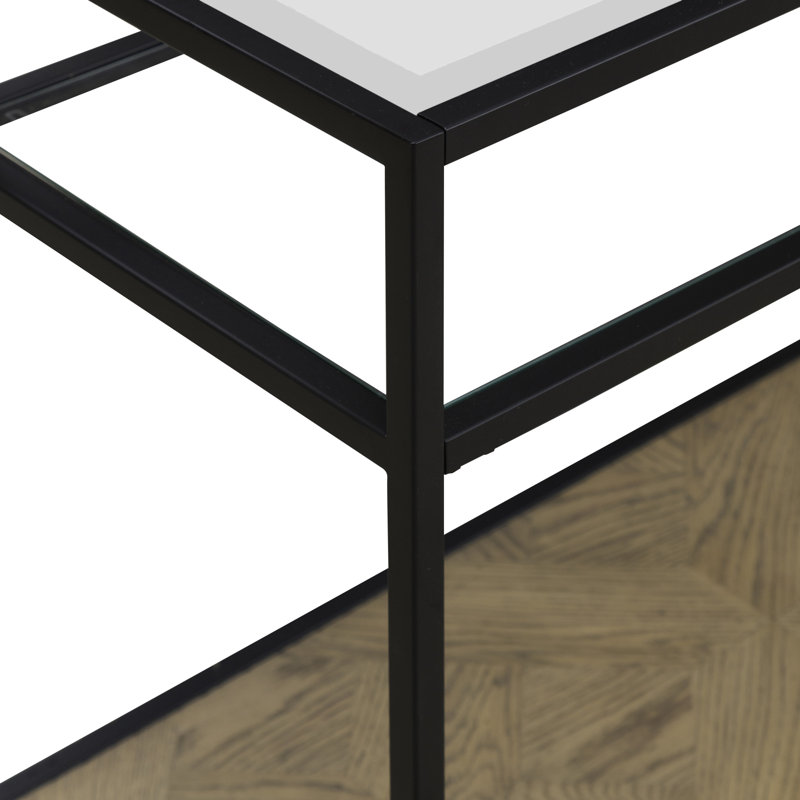  Table de canapé Jaylan avec verre trempé et deux tablettes