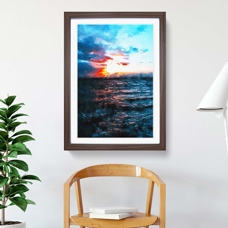 Moody Skies Above the Ocean - Picture Frame Graphic Art Print, Walnut Framed, 48cm H x 36cm W x 2cm D