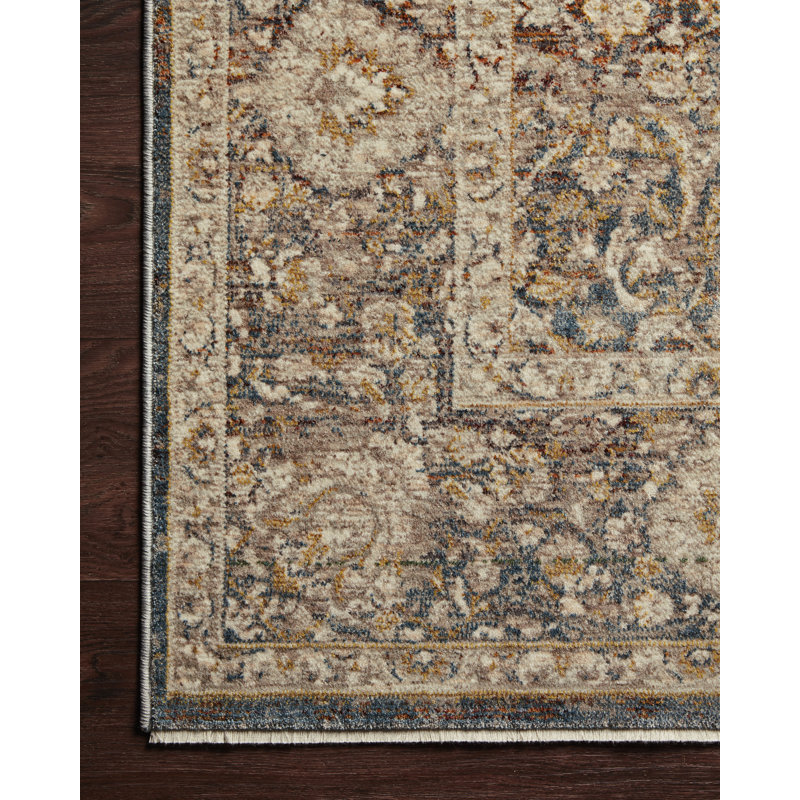 Lourdes Ivory and Charcoal Vintage-Inspired Viscose Rug