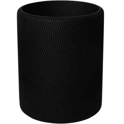 Acento 1.3 Gal., Round Resin  Open Top Waste Bin in Soft Touch Black