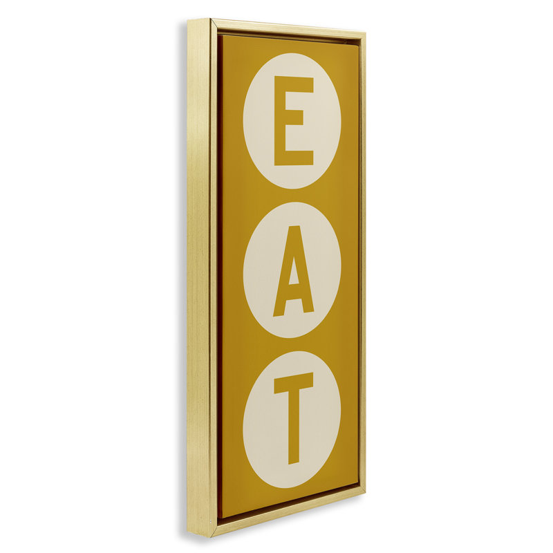 Enseigne rétro «Eat», H 25 po x l 11 po, Cadre flottant métallique doré