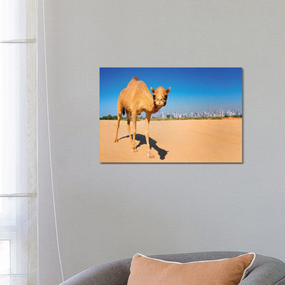 Camel In The Dessert With Dubai Skyline by Susanne Kremer - Wrapped Canvas Gallery-Wrapped Canvas Giclée