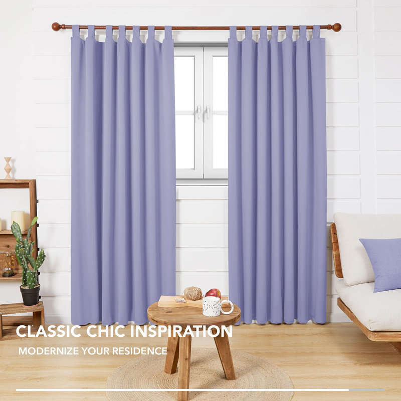 Qwendolyn Polyester Blackout Tab Top Curtain Pair, 55cm Width x 290cm Drop