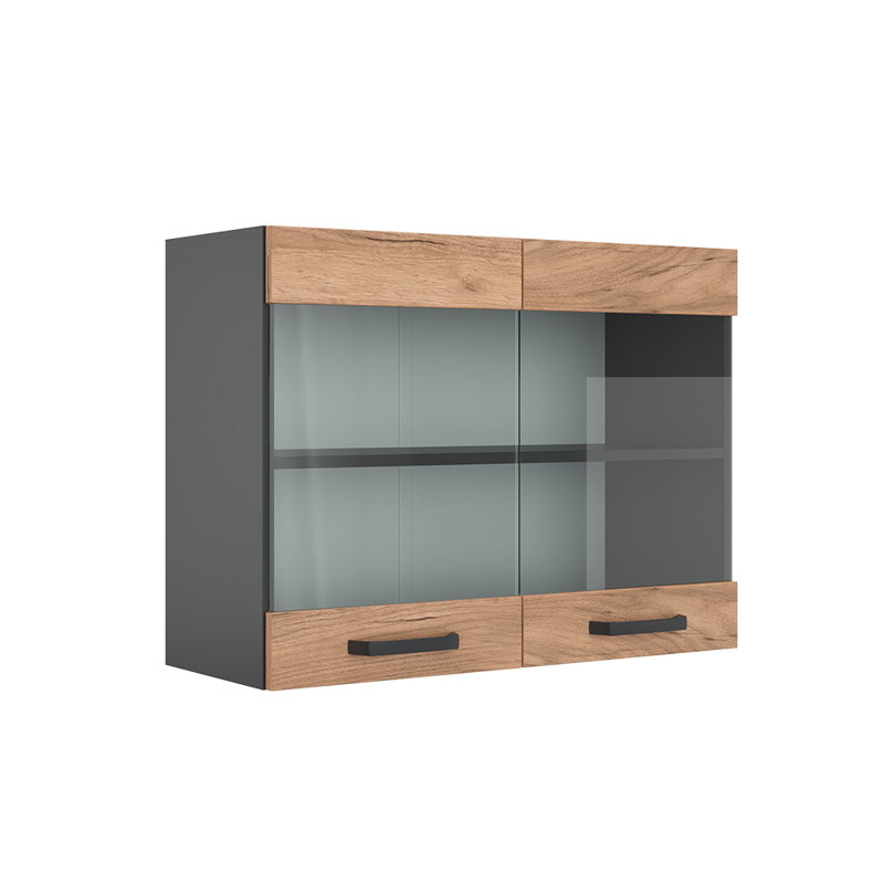 Biagio 60Cm H x 80Cm W x 31Cm D Oak Wall Unit, Brown/Grey