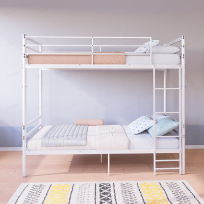 Lit superposé simple au-dessus d'un lit simple, barrière de sécurité haute de 13,7 pouces, une couche avec 19 barres et support de 600 lb, échelle robuste, grand espace de rangement sous le lit, 2 lits convertibles