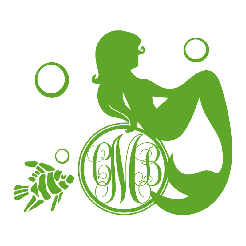 Décalcomanie murale chambre de bébé sirène, Vert tilleul
