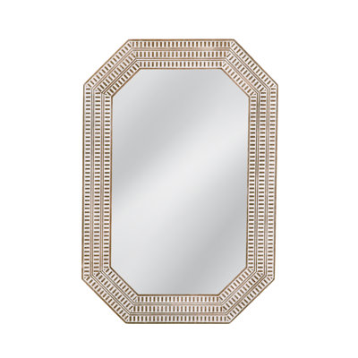 Michael Octagonal White-Washed Wall Mirror with Geometric Frame