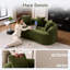 Canapé deux places incurvé moderne, 165 cm de large, chenille vert antique, canapé compressible sans assemblage pour petits espaces, avec 3 coussins